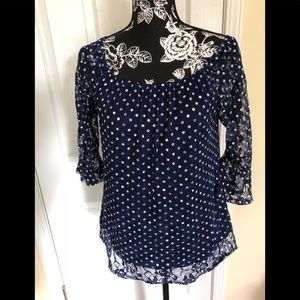 Navy blue Poka Dot blouse